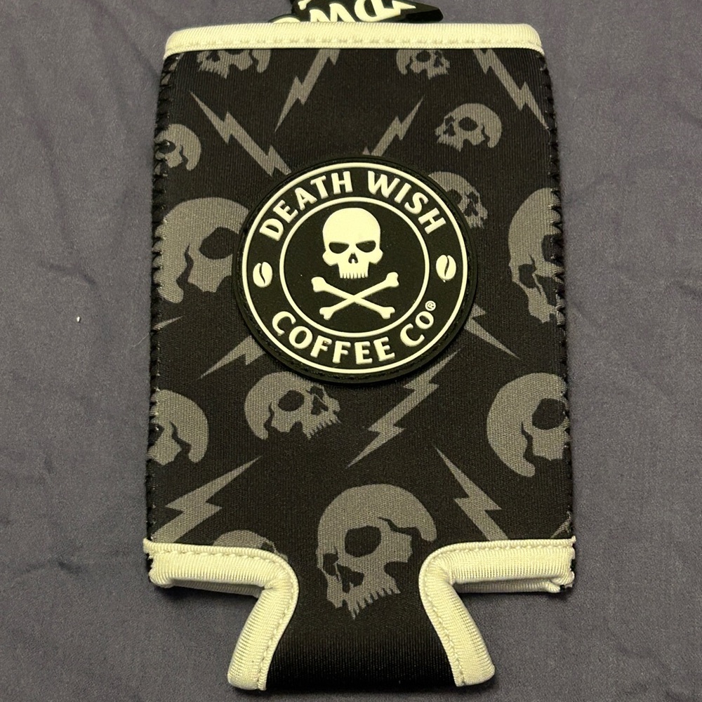 Deathwish Coffee Koozie Black & White Insulated Sleeve Cup Holder